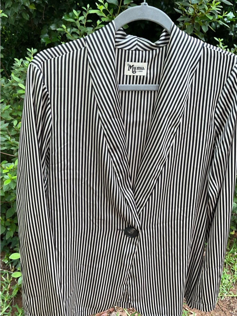Show Me Your MuMu Black and White Striped Lightweight Blazer One button front  L